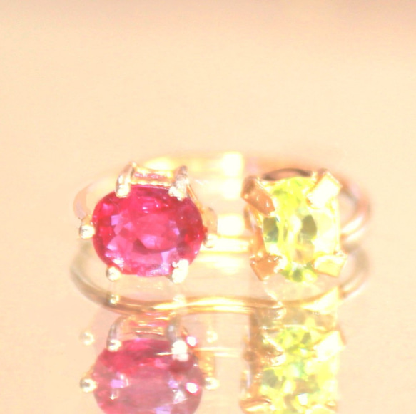 k10 - kutibiru - Ruby & Grossular Garnet Ring 2枚目の画像