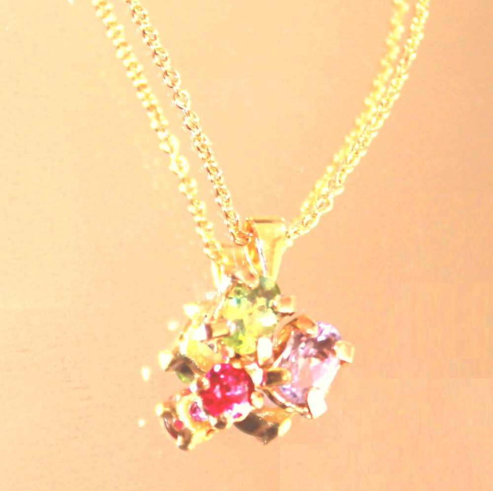 k18 - Grossular Garnet & Ruby & Amethyst Necklace