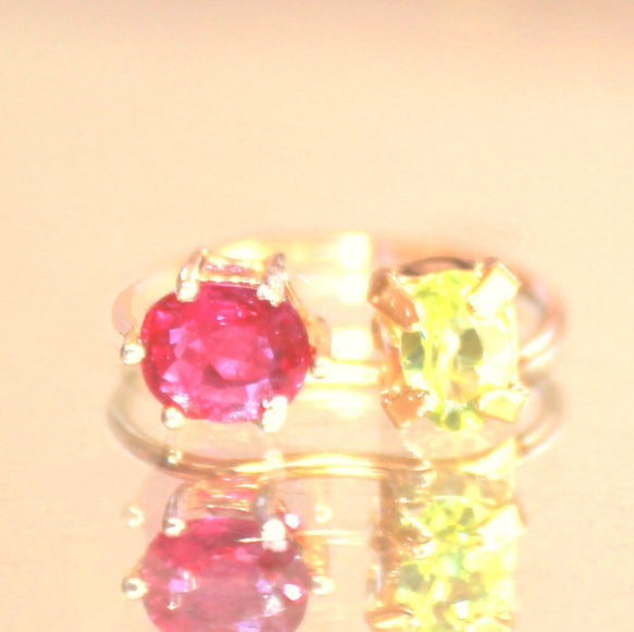 k18gp - akinomi - Ruby & Grossular Garnet Earrings 8枚目の画像
