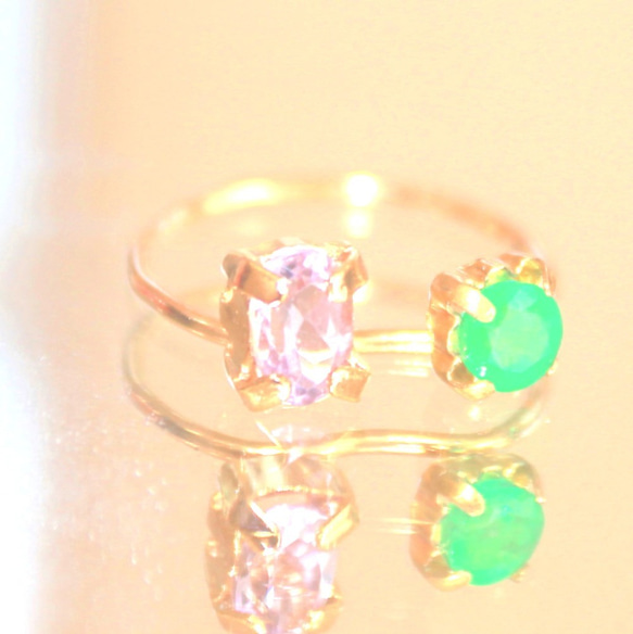 k18 - Taaffeite  - Emerald & Taaffeite Ring 1枚目の画像