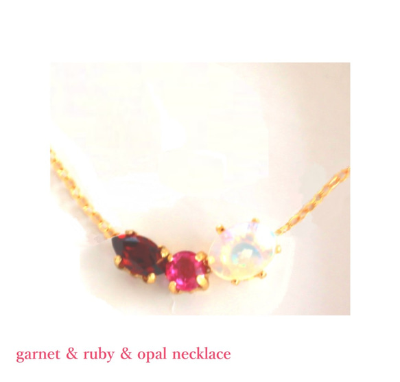 - aki otome - Garnet & Ruby & Opal Earrings / Pierced Earrin 8枚目の画像
