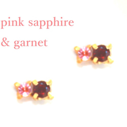 - aki otome - Pink Sapphire & Garnet Earrings / Pierce 1枚目の画像