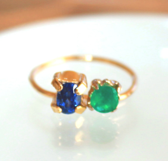 k10 Sapphire & Emerald Ring 2枚目の画像