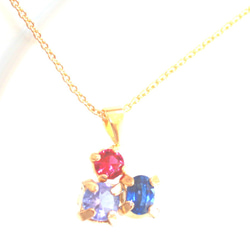 k10 + k18gp- beauty -Tanzanite & Ruby & Sapphire Necklace 3枚目の画像