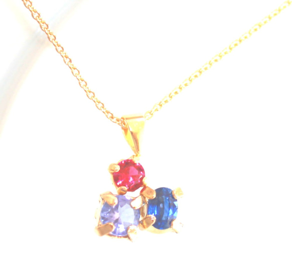 k10 + k18gp- beauty -Tanzanite & Ruby & Sapphire Necklace 3枚目の画像