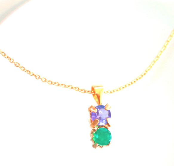 k10 + k18gp Tanzanite & Emerald Necklace 1枚目の画像