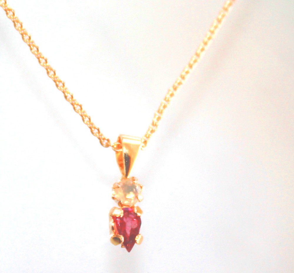 k10 + k18gp Opal & Rubellite Necklace