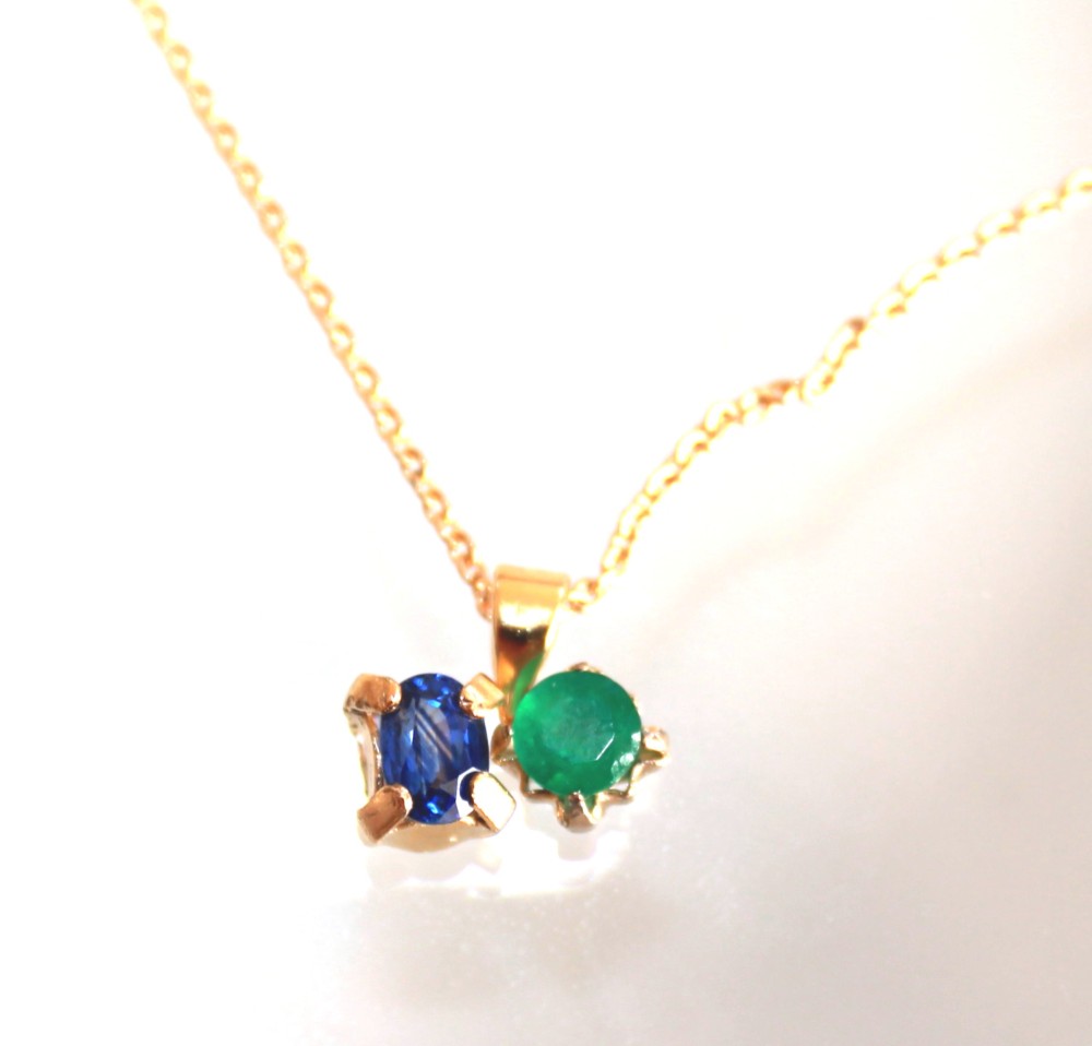- blue & green - Blue Sapphire & Emerald Necklace