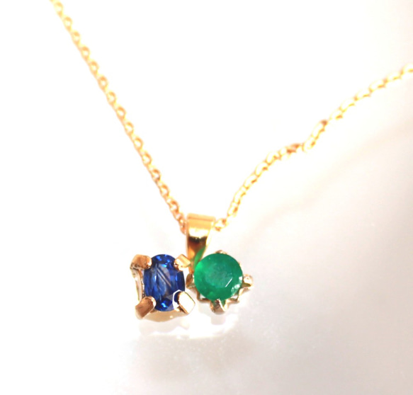 - blue & green - Blue Sapphire & Emerald Necklace 2枚目の画像