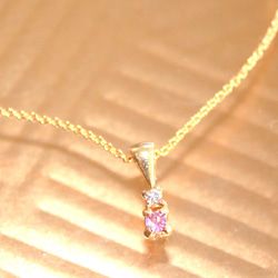 k10 + k18gp Pink Sapphire & Diamond Necklace 2枚目の画像