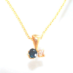 k10 + k18gp Blue Sapphire & Diamond Necklace 2枚目の画像