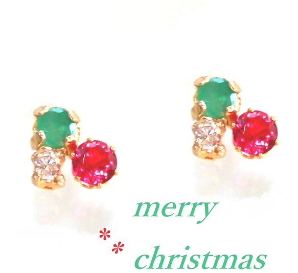 Creema限定☆彡New Year彡 k18gp Diamond & Ruby & Emerald 3枚目の画像