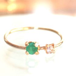 k10 Emerald & Diamond Ring 2枚目の画像