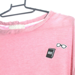 vintage風　ピンク　半袖ニット　刺繍付き　＋ルビーペンダントトップ　＋14kgf ring 4枚目の画像