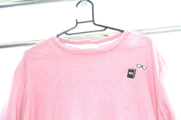 vintage風　ピンク　半袖ニット　刺繍付き　＋ルビーペンダントトップ　＋14kgf ring 6枚目の画像