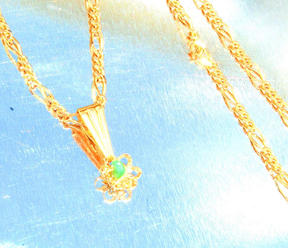 Emerald necklace  (& Sapphire & ruby)　＋ルビーペンダントトップ +14kgf 3枚目の画像
