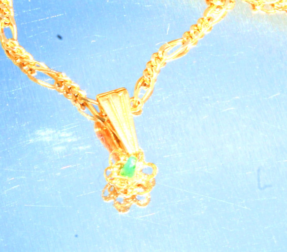 Emerald necklace  (& Sapphire & ruby)　＋ルビーペンダントトップ +14kgf 4枚目の画像