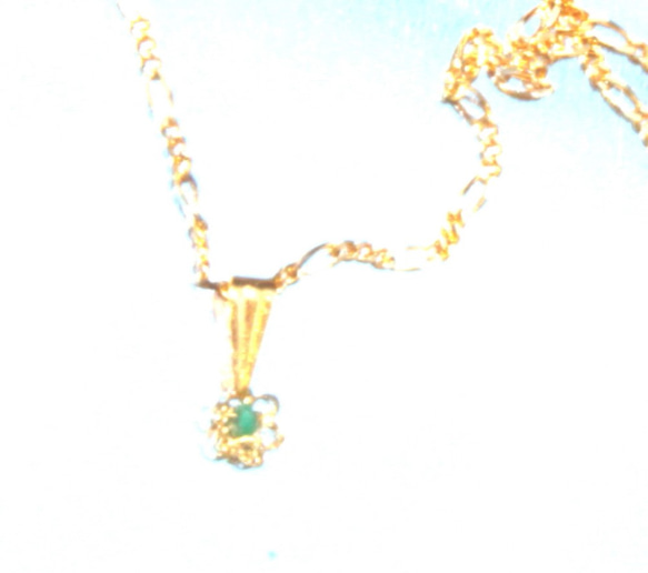 Emerald necklace  (& Sapphire & ruby)　＋ルビーペンダントトップ +14kgf 7枚目の画像