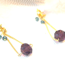 London Blue Topaz Earrings k18gp & 14kgf ＋ルビーペンダントトップ 6枚目の画像