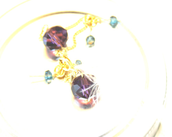 London Blue Topaz Earrings k18gp & 14kgf ＋ルビーペンダントトップ 7枚目の画像