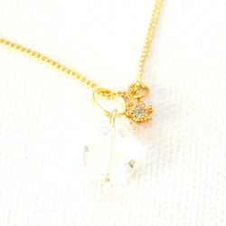 Blue Topaz  & Coin Crystal Necklace -14kgf-  ＋ルビーペンダントトップ 3枚目の画像