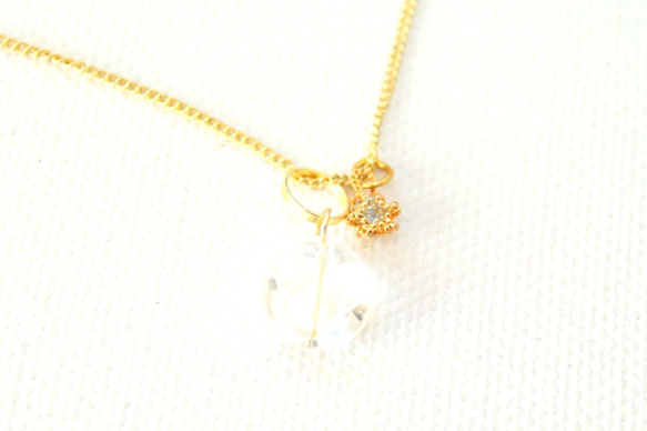 Blue Topaz  & Coin Crystal Necklace -14kgf-  ＋ルビーペンダントトップ 3枚目の画像