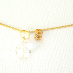 Blue Topaz  & Coin Crystal Necklace -14kgf-  ＋ルビーペンダントトップ 4枚目の画像