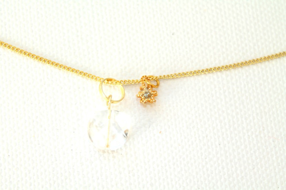 Blue Topaz  & Coin Crystal Necklace -14kgf-  ＋ルビーペンダントトップ 4枚目の画像