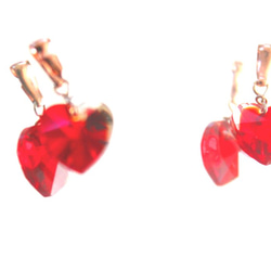 -k18gp-mini heart earrings +"sapphire"present 2枚目の画像