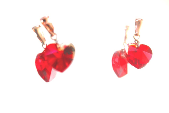 -k18gp-mini heart earrings +"sapphire"present 2枚目の画像