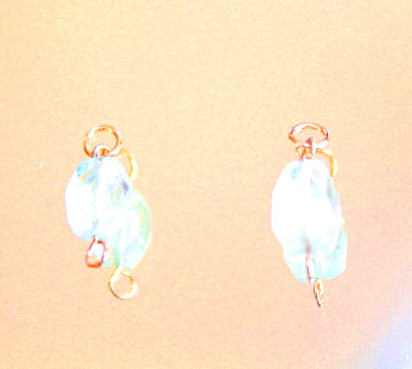 -k18gp- green_amethyst earrings + "sapphire"present 2枚目の画像