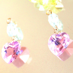 Creema限定 k18gp Green amethyst & hearts earrings +"sapphire" 9枚目の画像