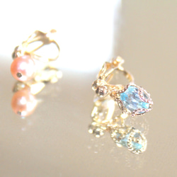 Creema限定 Swiss Blue Topaz & Pink Pearl earrings+sapphire 6枚目の画像