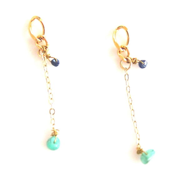 Creema限定 EMERALD & SAPPIRE k18gp & 14kgf earrings+present 3枚目の画像