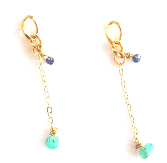 Creema限定 EMERALD & SAPPIRE k18gp & 14kgf earrings+present 9枚目の画像