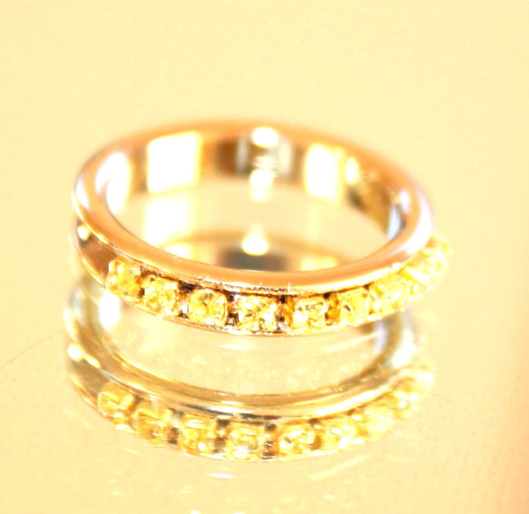 Yellow sapphire Pave ring　＋present 2枚目の画像