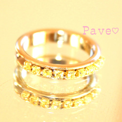 Yellow sapphire Pave ring　＋present 1枚目の画像