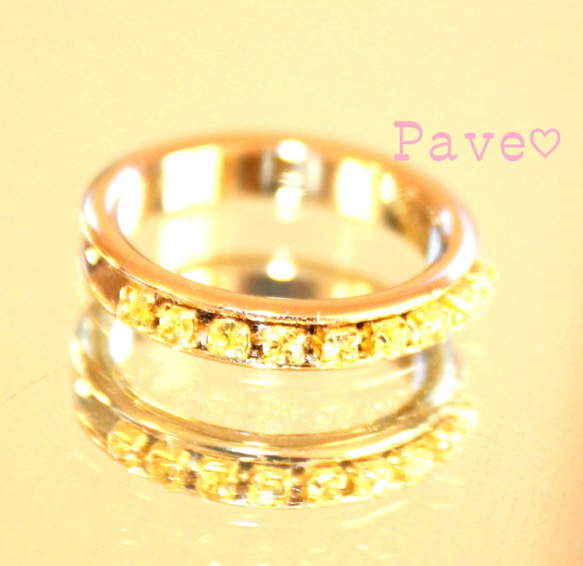 Yellow sapphire Pave ring　＋present 1枚目の画像