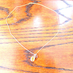 vintage citrine + garnet charm -14kgf- necklace +present 3枚目の画像