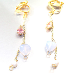 Pink cz & heart earrings +"sapphire"present 2枚目の画像