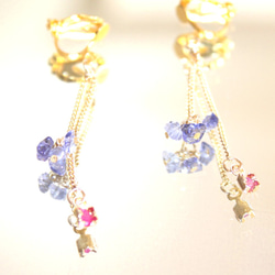 -k18gp- Ruby & iolite charm earrrings +"sapphire"present 4枚目の画像