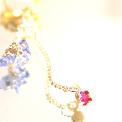 -k18gp- Ruby & iolite charm earrrings +"sapphire"present 5枚目の画像
