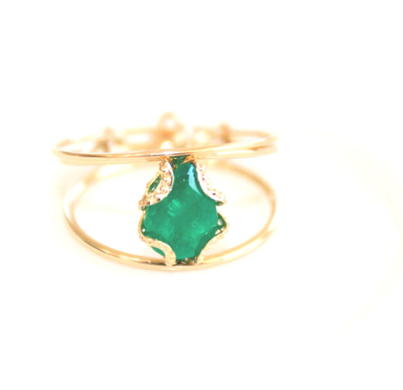 k18  Emerald Ring　おまけちがい　＋"ruby"present 2枚目の画像