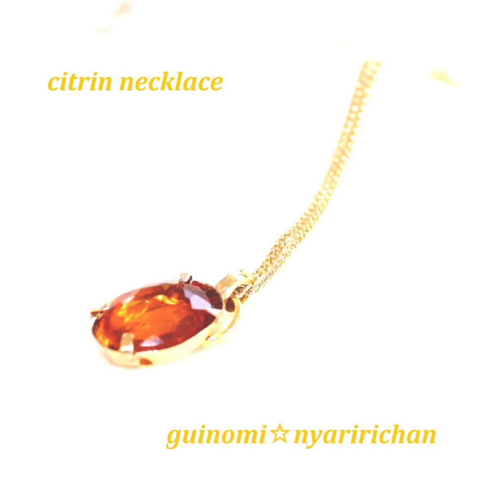 k18 vintage citrin necklace +ruby