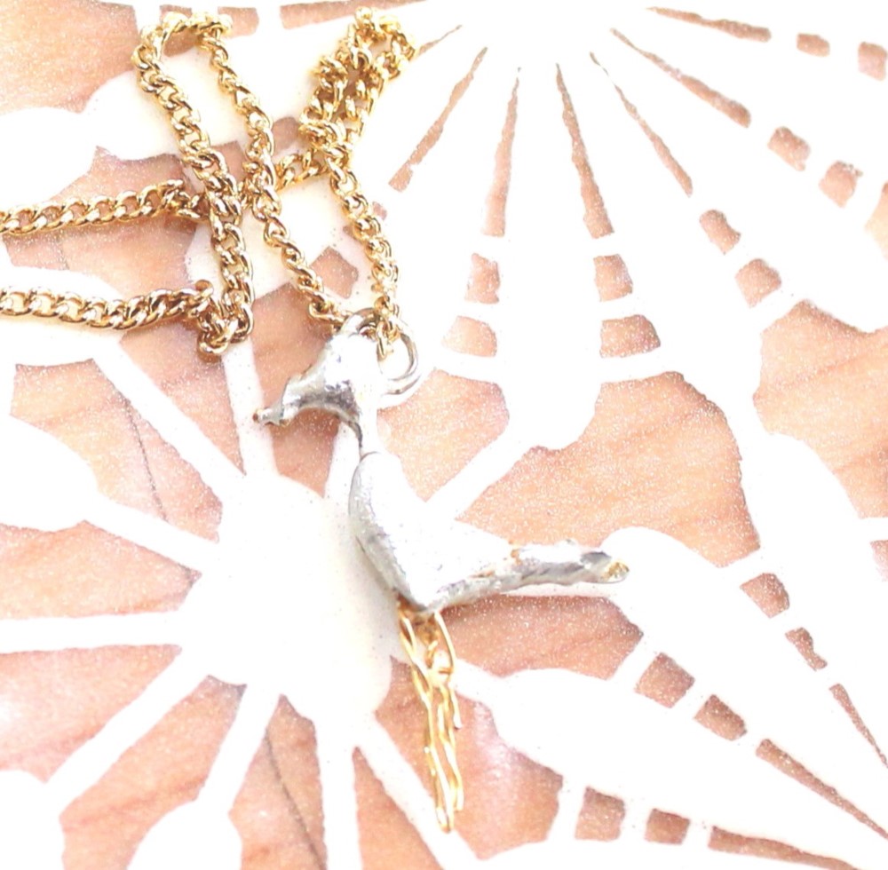 silverハシビロコウさんネックレス-14kgf- +ruby