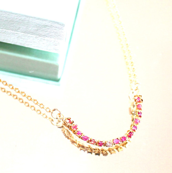 -Diamond & Ruby- Necklace K10 1枚目の画像