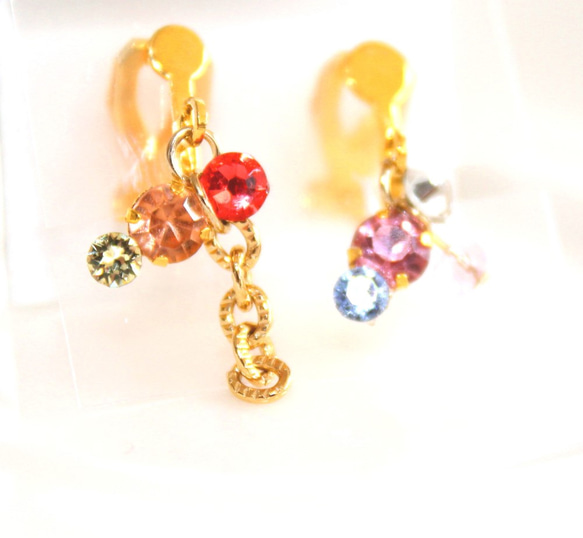 -k18gp- bijoux earrings ver,4 pikapika + ruby ring 1枚目の画像