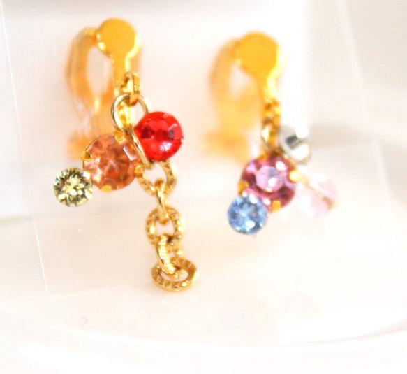 -k18gp- bijoux earrings ver,4 pikapika + ruby ring 2枚目の画像