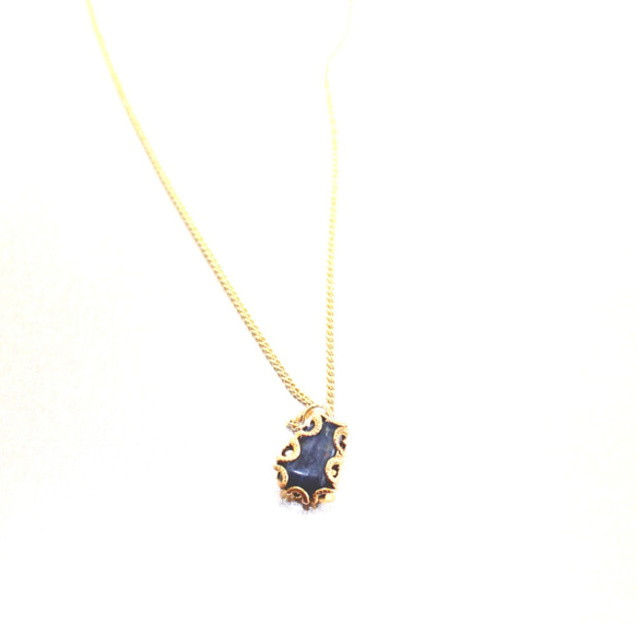 black sapphire necklace k18 -omake diamond- 2枚目の画像