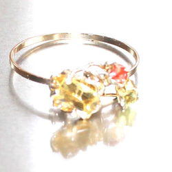 Beryl & green garnet & sapphire ring + k18 original necklace 4枚目の画像